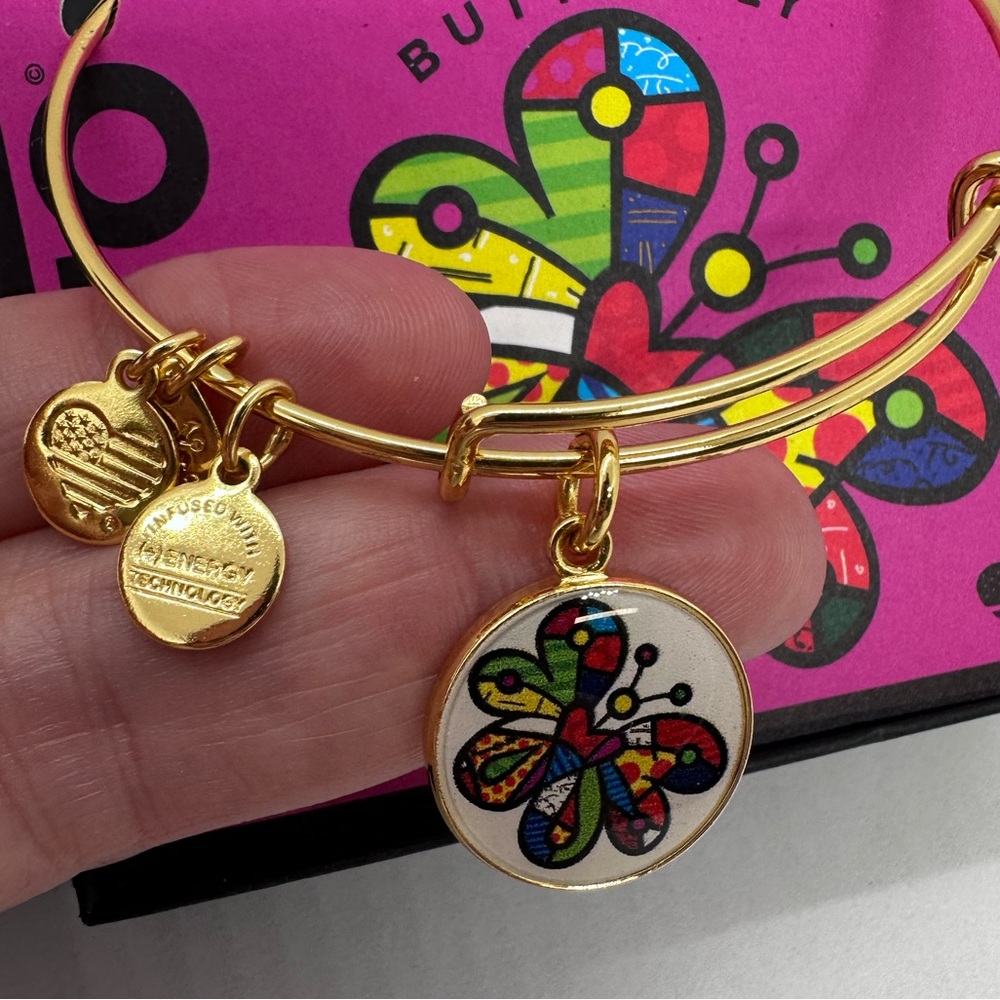 Alex and Ani Gold BRITTO Butterfly Charm Bangle Bracelet - Picture 4 of 7